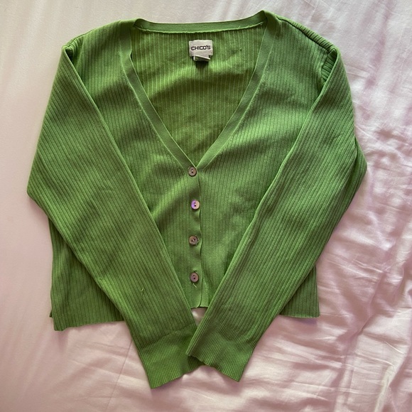 Thrifted cropped green cardigan💚🍀🐸 - Picture 2 of 2